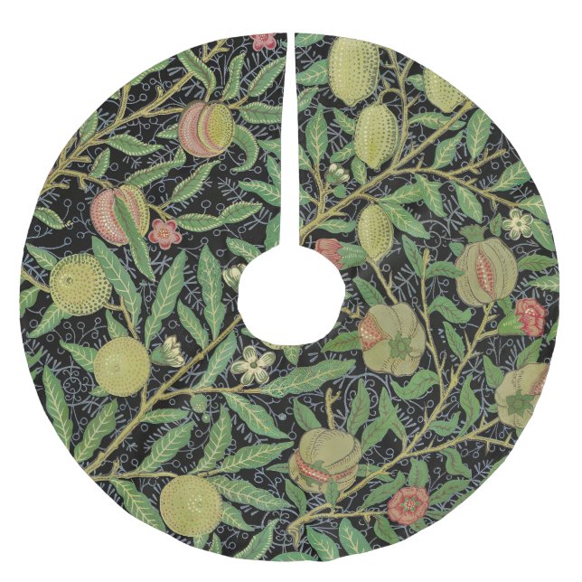 William Morris Dark Granatapfel Fruchtmuster Polyester Weihnachtsbaumdecke (Vorderseite)