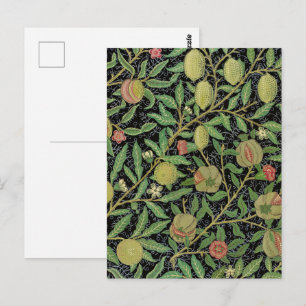 William Morris Dark Granatapfel Fruchtmuster Postkarte