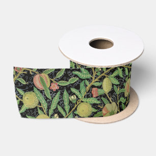 William Morris Dark Granatapfel Fruchtmuster Satinband