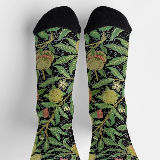 William Morris Dark Granatapfel Fruchtmuster Socken (Oben)