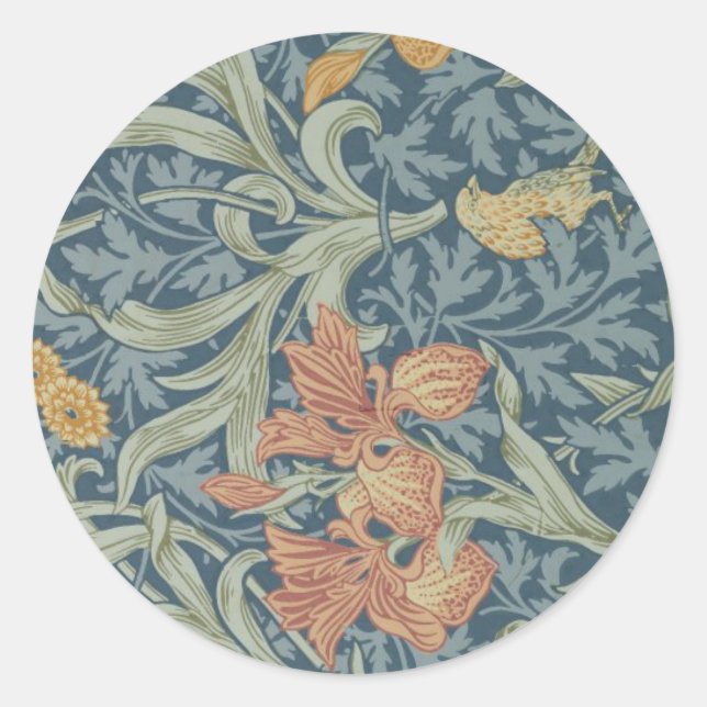 William Morris Decorative Art Iris Pattern Runder Aufkleber (Vorderseite)