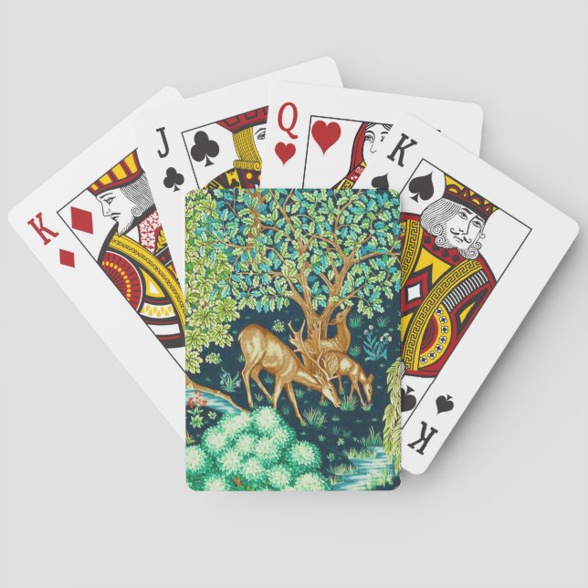 William Morris Deer by a Brook Tapesto Indigo Spielkarten (Rückseite)