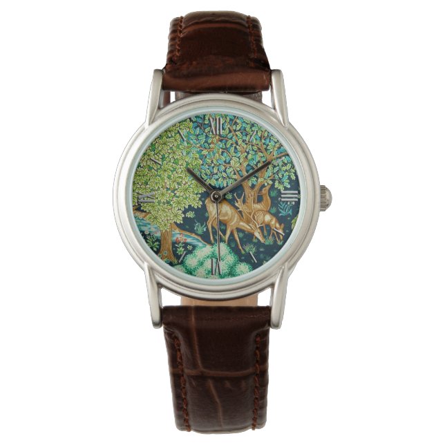 William Morris Deer by a Brook Tapestry Armbanduhr (Vorderseite)