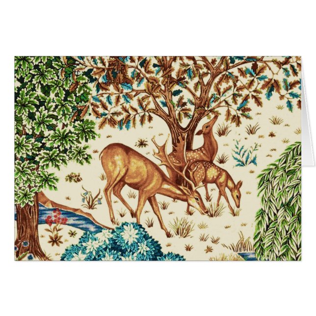 William Morris Deer by a Brook Tapestry Beige (Vorderseite (Horizontal))
