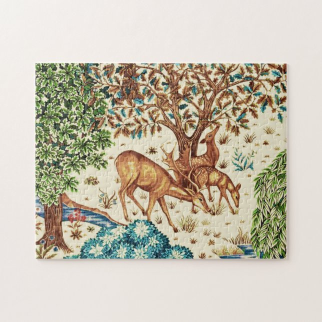 William Morris Deer by a Brook Tapestry Beige (Horizontal)