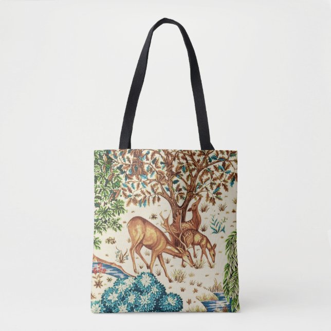 William Morris Deer by a Brook Tapestry Beige Tasche (Vorderseite)