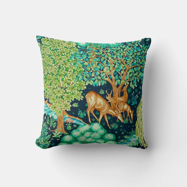William Morris Deer by a Brook Tapestry Kissen (Vorderseite)