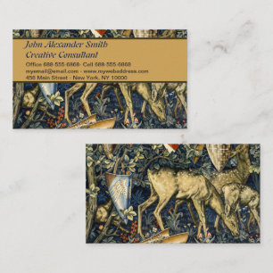 William Morris Deer und Shields in Verdant Realm Visitenkarte