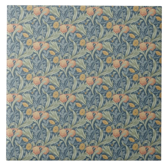 William Morris Dekorative Kunst Iris Muster Fliese (Vorderseite)