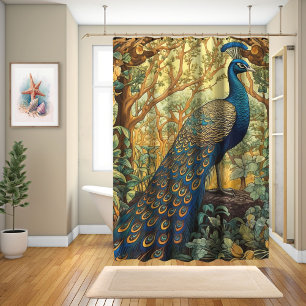 William Morris Design, Pfau im Wald Duschvorhang