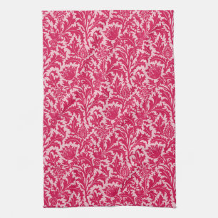William Morris Distel Damast, Fuchsienrosa Handtuch