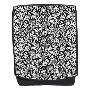 William Morris Distel Damast, Schwarz und Weiß Rucksack