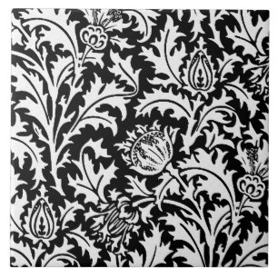 William Morris-Distel-Damast, Schwarzweiss Fliese
