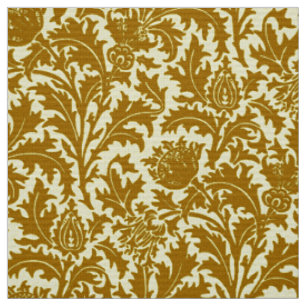 William Morris-Distel-Damast, Senf-Gold Stoff