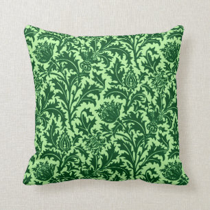 William Morris-Distel-Damast, Smaragdgrün Kissen