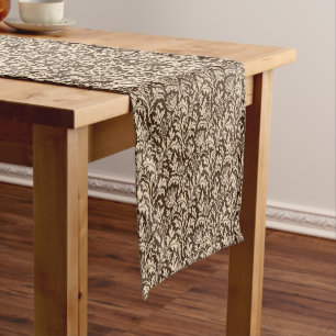 William Morris-Distel-Damast, Taupe TAN u. Beige Kurzer Tischläufer