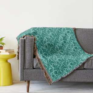 William Morris Distel Damast, Türkis und Aquamarin Decke