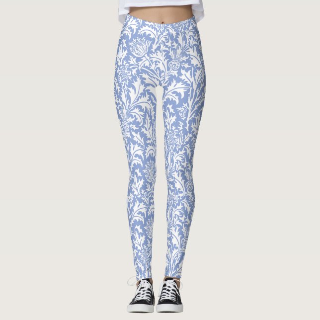 William Morris-Distel-Muster-Gewohnheits-Farbe Leggings (Vorderseite)