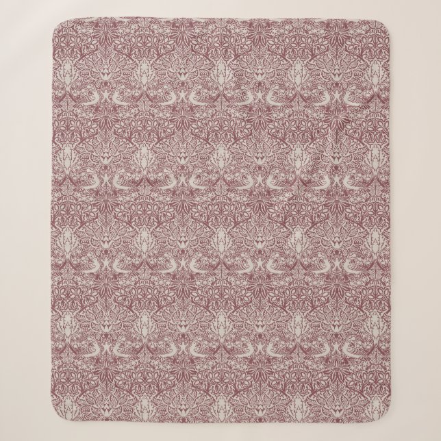 William Morris' Dove and Rose - Burgund und Ecru Sherpadecke (Vorderseite)