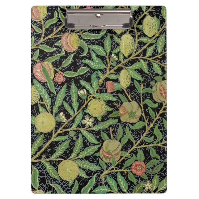 William Morris Dunkles Granatapfelfruchtmuster Klemmbrett (Vorderseite)