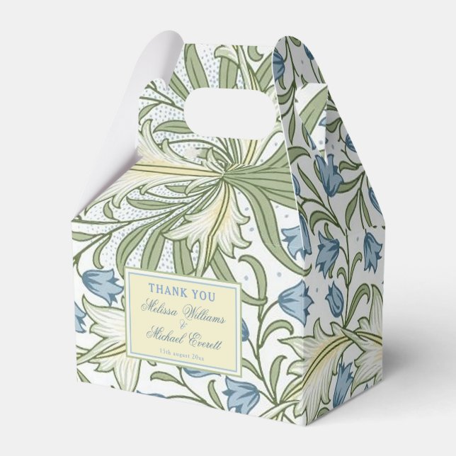 William Morris - Elegant Blue Bellflowers Wedding Geschenkschachtel (Vorderseite)