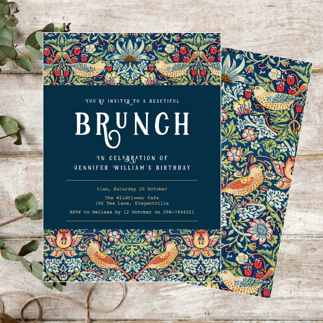 William Morris elegante Blue Brunch-Einladung Einladung (Von Creator hochgeladen)