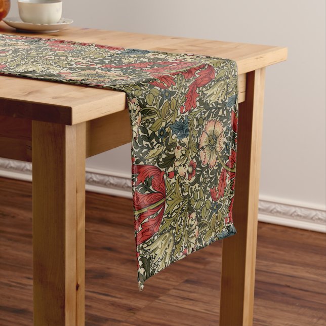 William Morris Elegantes Muster Rotes Grün Großer Tischläufer (Beispiel)