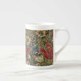William Morris Elegantes Muster Rotes Grün Prozellantasse