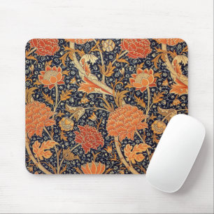 William Morris - Elegantes oranges Blumenmuster Mousepad