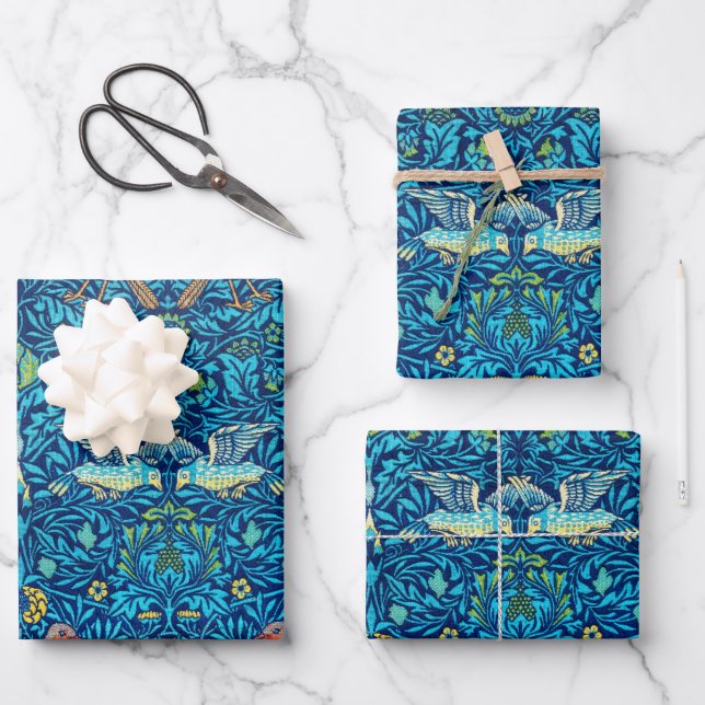 William Morris Enveloppement Papier Art Blue Birds (Recto)