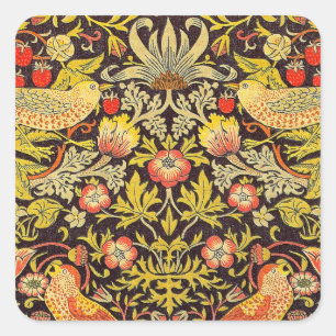 William Morris-Erdbeerdieb-Muster Quadratischer Aufkleber
