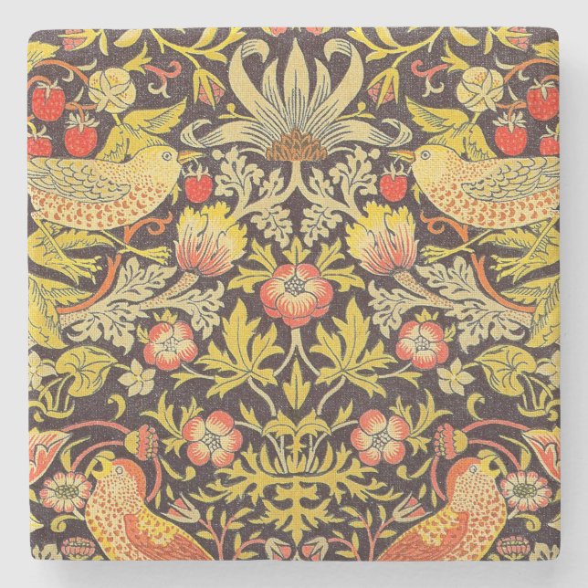 William Morris-Erdbeerdieb-Muster Steinuntersetzer (Vorderseite)