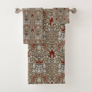 William Morris Erdig Braun Florales Tapetenmuster Badhandtuch Set
