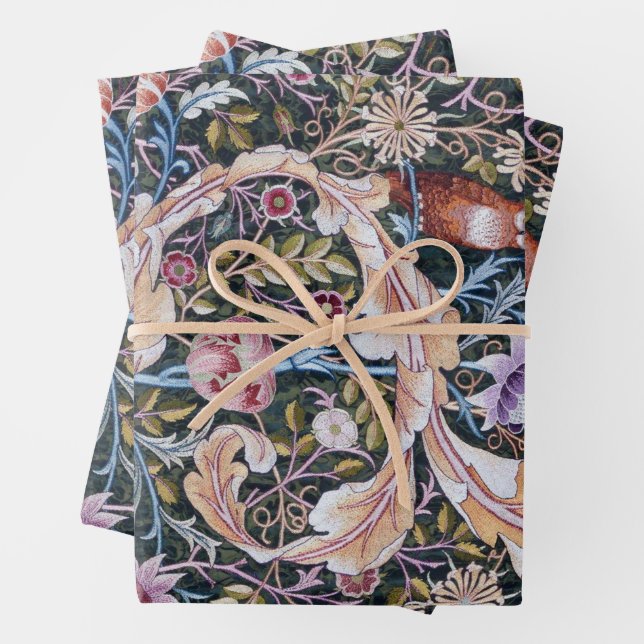 William Morris, Eule und Blumen Geschenkpapier Set (Beispiel)