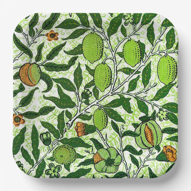 William Morris Exotic Frucht, Limettengrün Pappteller (Vorderseite)