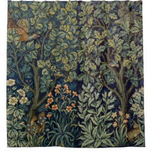 William Morris Fasan Vogel Baum Wald Duschvorhang