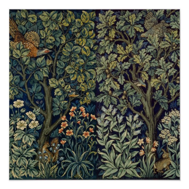 William Morris Fasan Vogel Baum Wald Poster (Vorderseite)
