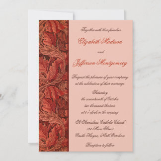 William Morris Feuilles rouges Faire-part de maria