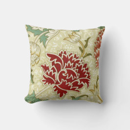 William Morris Fine Red Floral Wallpaper Kissen