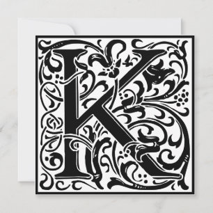 William Morris Floral Alphabet Monogram Letter K Einladung