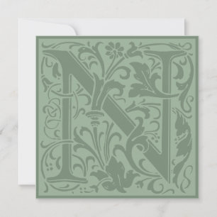 William Morris Floral Alphabet Monogram Letter N Einladung