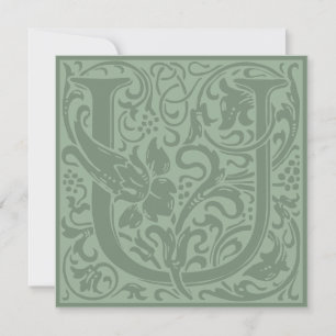 William Morris Floral Alphabet Monogram Letter U Einladung