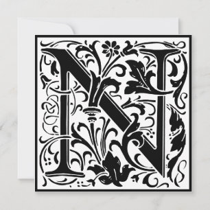 William Morris Floral Alphabet Monogramm Buchstabe Einladung