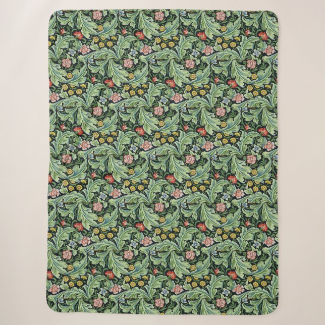 William Morris Floral Blume Carnation Pink Green Sherpadecke (Vorderseite)