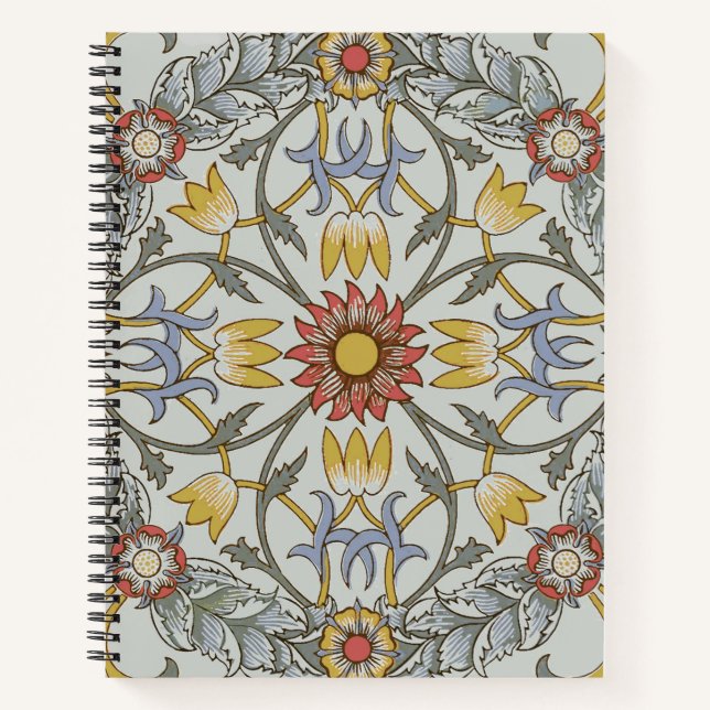 William Morris Floral Circle Flower Illustration Notizbuch (Vorderseite)