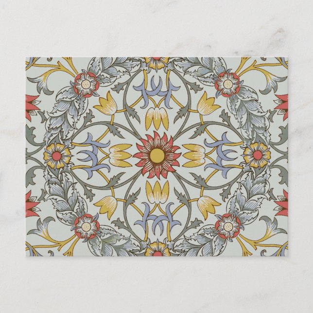 William Morris Floral Circle Flower Illustration Postkarte (Vorderseite)