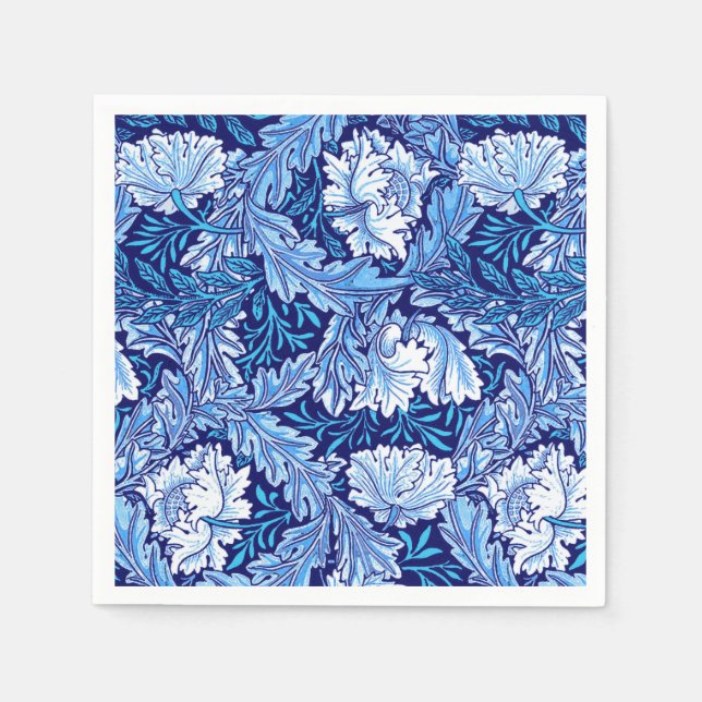 William Morris Floral, Cobalt Blue und White Serviette (Vorderseite)