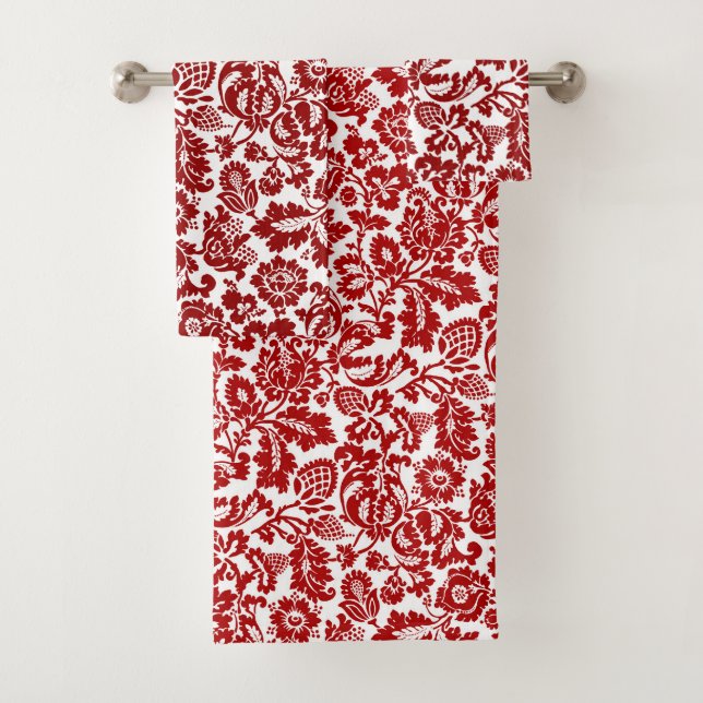 William Morris Floral Damask, Deep Red et White (En situation)