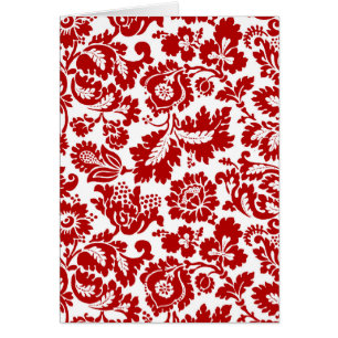 William Morris Floral Damask, Deep Red und White