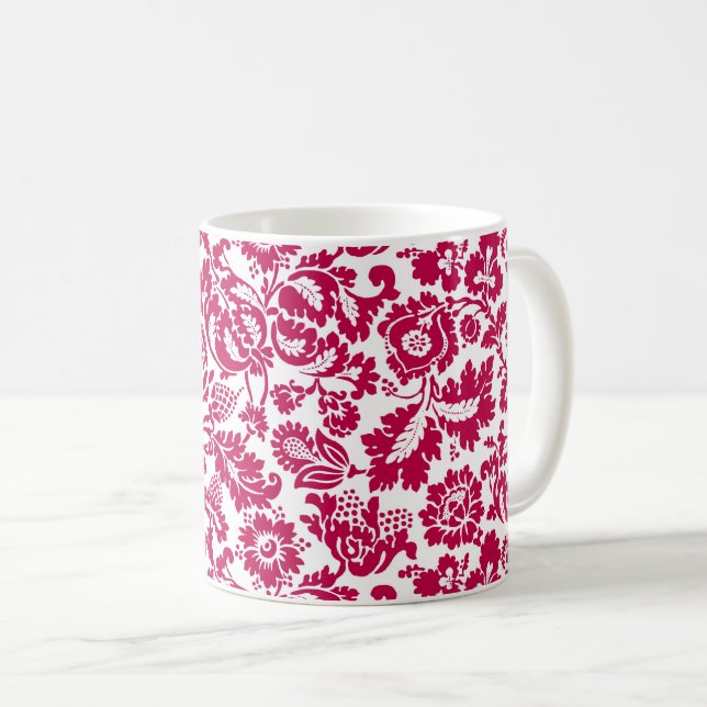 William Morris Floral Damask, Fuchsia Pink Kaffeetasse (VorderseiteRechts)